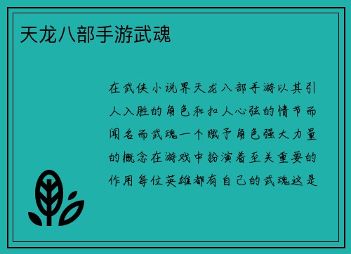 天龙八部手游武魂
